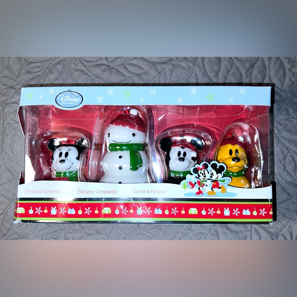 Disney Holiday Ornament Set with Red and White Accents